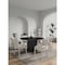 Manhattan Comfort 7-Piece Hathaway 59.05 Round Dining Set in Black with 6 Flor Dining Chairs in Ivory 6-DT05DC088AR-BKIV - alternate 1